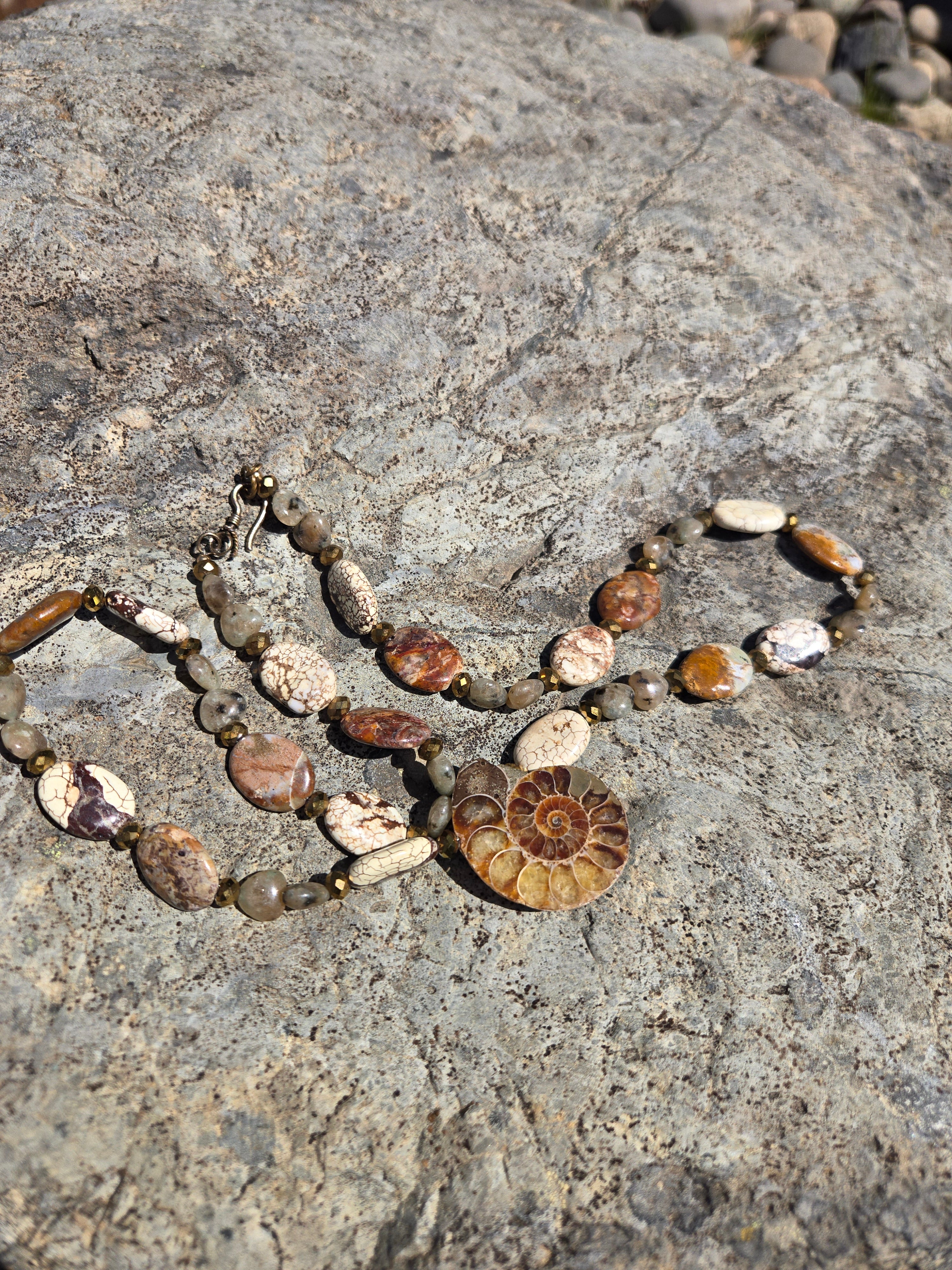 Fossil and semi-precious Stone necklace