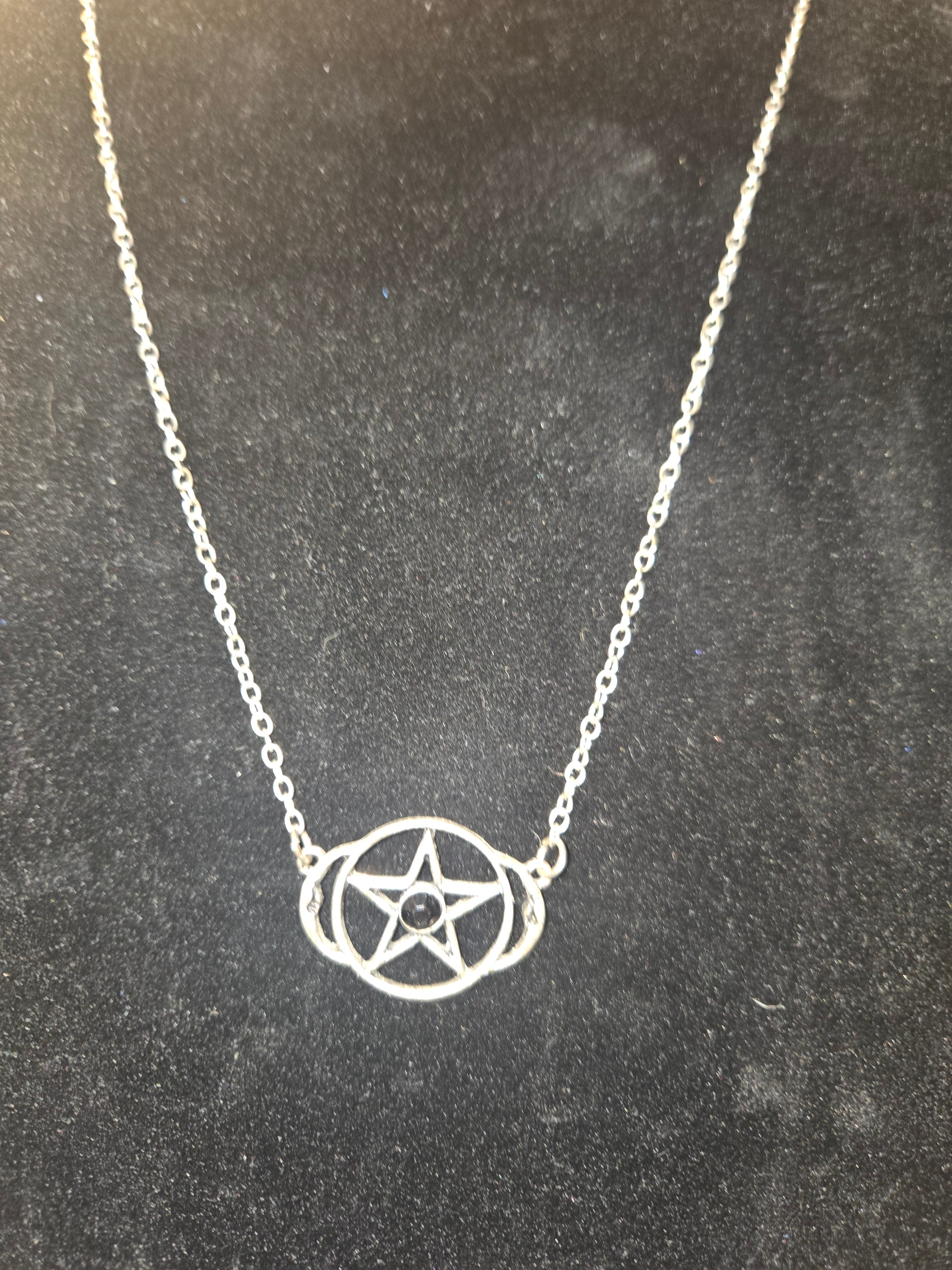 Silver triple moon goddess necklace