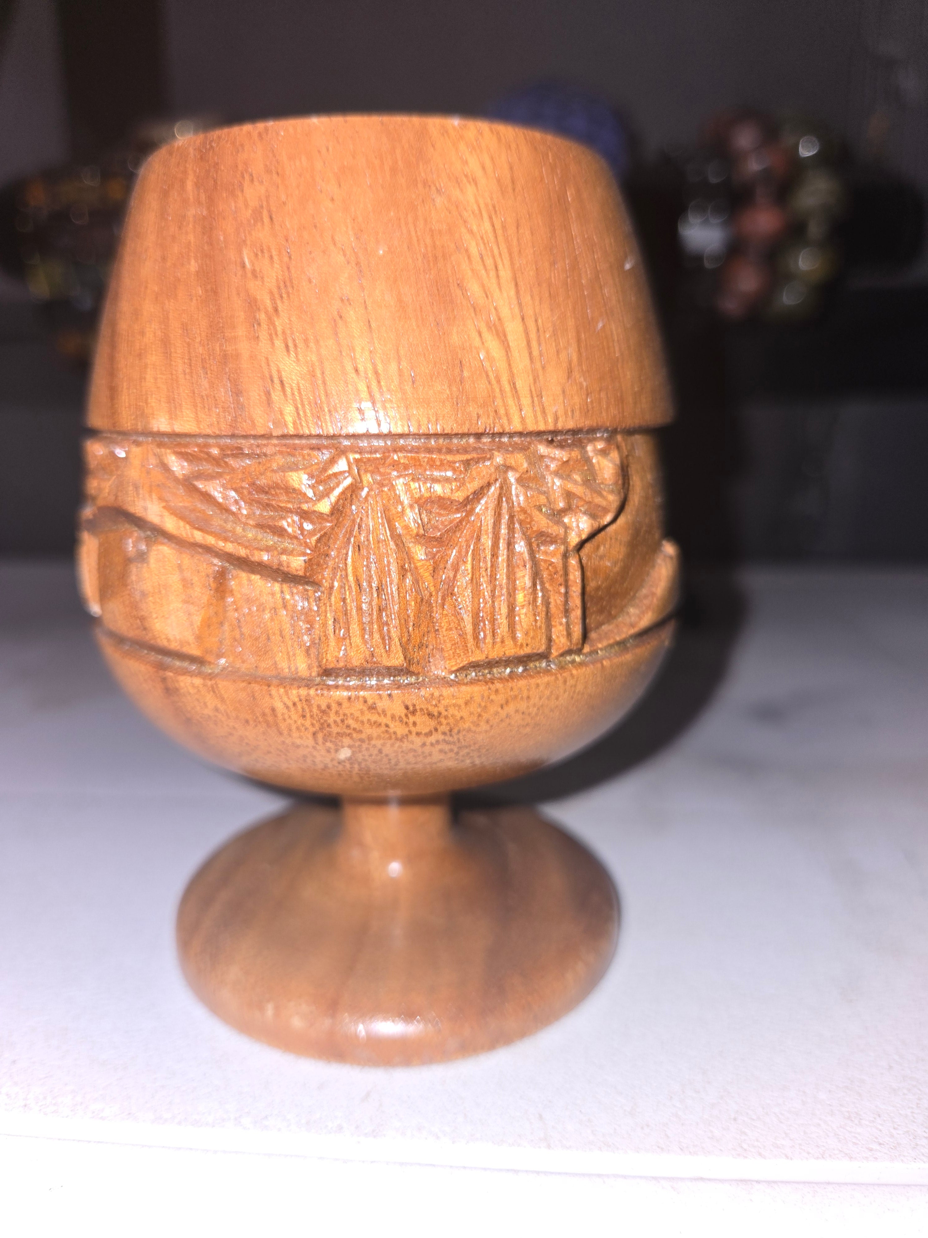 Hand carved wood Chalice