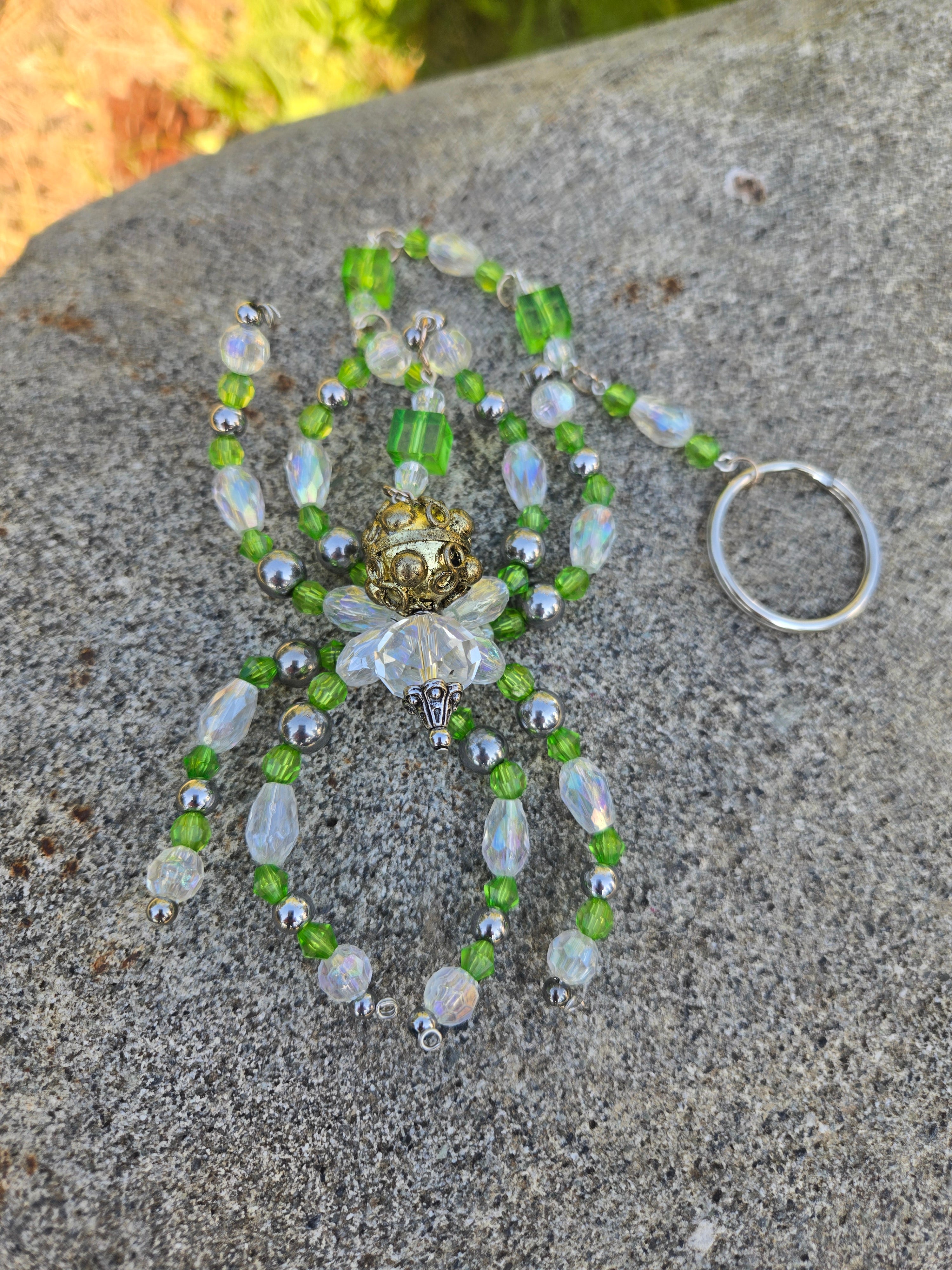 Green and clear spider sun catcher